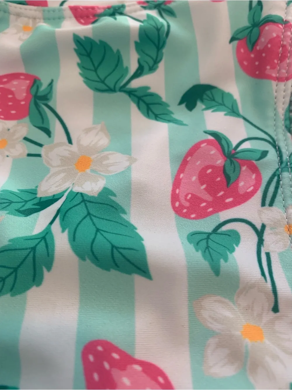 Tommy Bahama Strawberry Rash Guard 1 Piece Swimsuit Floral Striped Pink Blue 18M